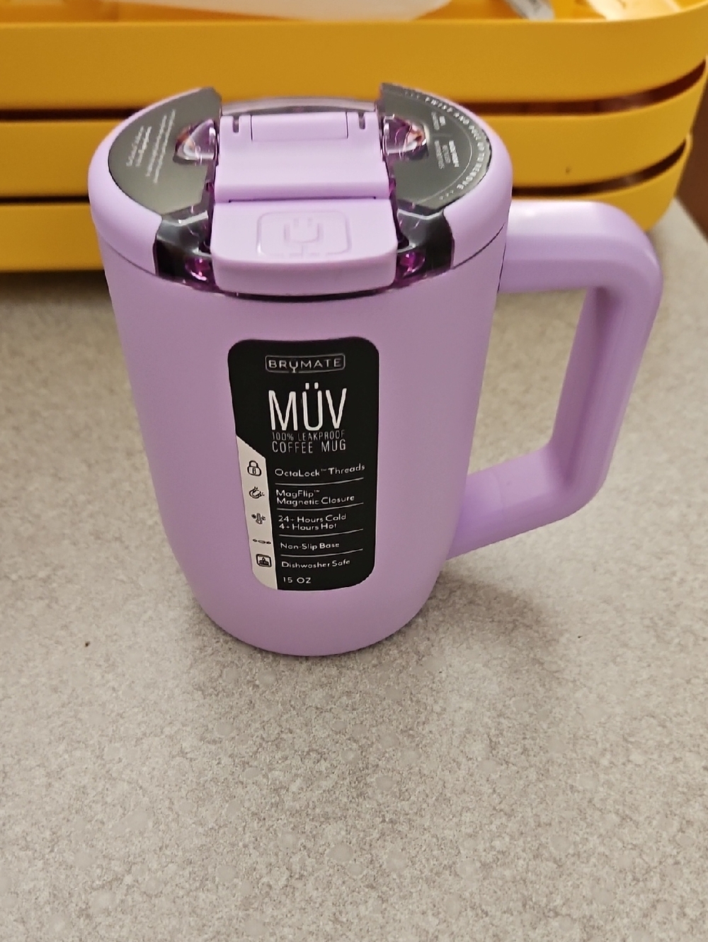 BRÜMATE MÜV Lavender Travel Coffee Mug with Handle